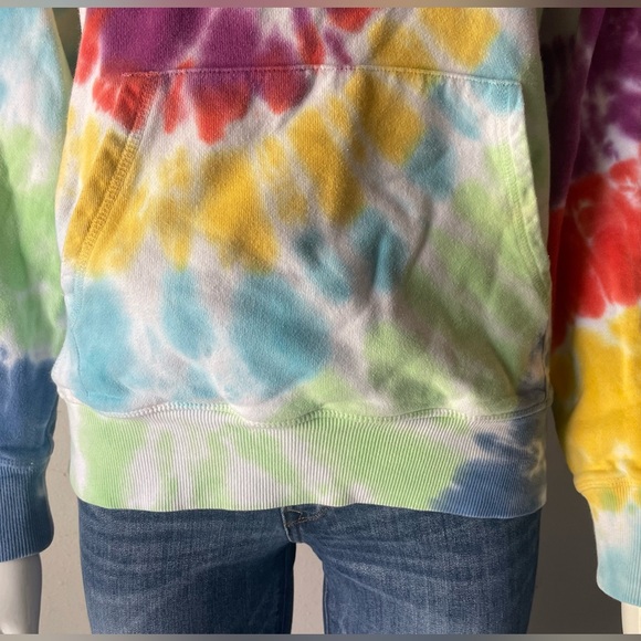 Tie Dye Peloton Hooded Sweatshirt by Spiritual Gangster,Rainbow colors. Size XS. - Picture 11 of 14